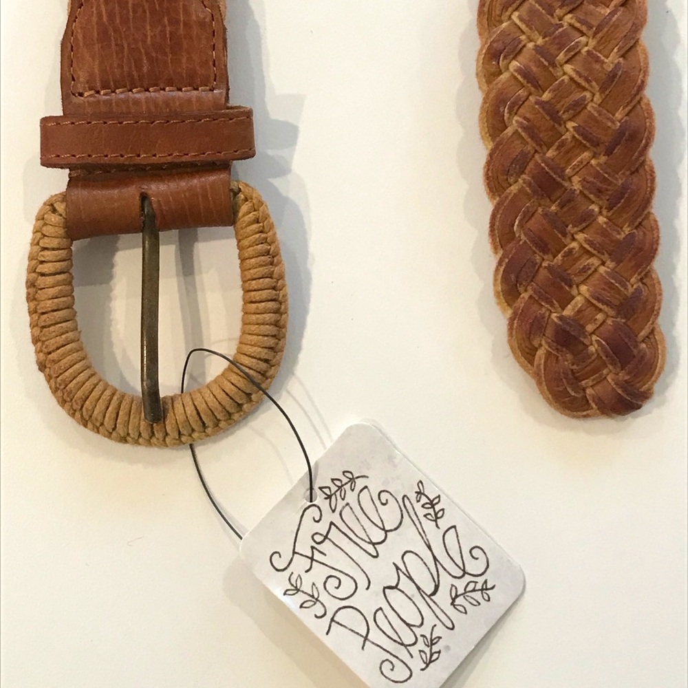 Free People Woven Leather Waist Belt